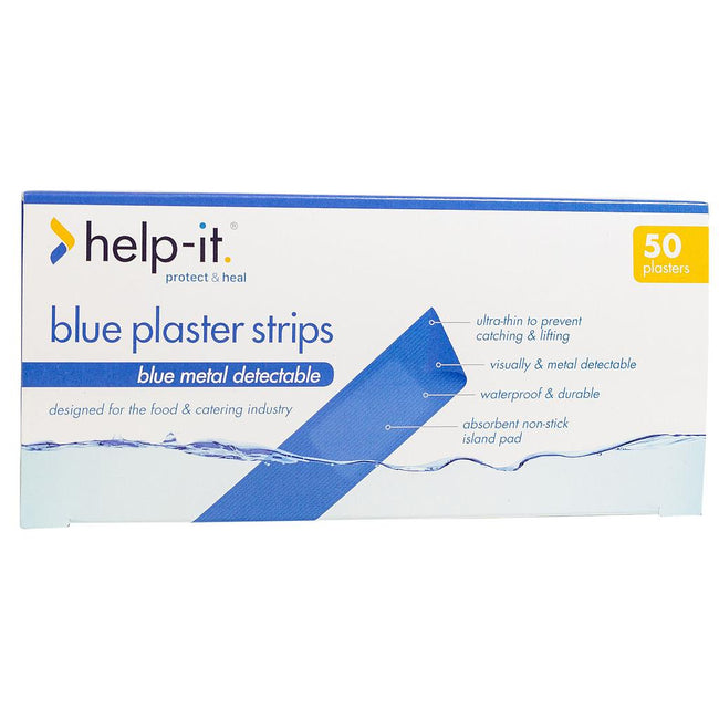 Help-It Blue Metal Detectable Finger Extension Plasters Pack Of 50