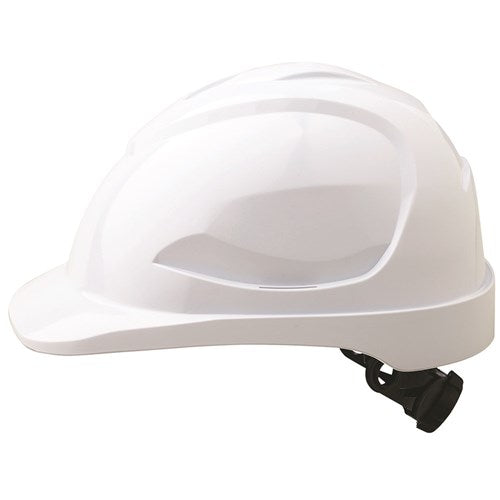 V9 Hard Hat - Unvented - Ratchet Harness - White
