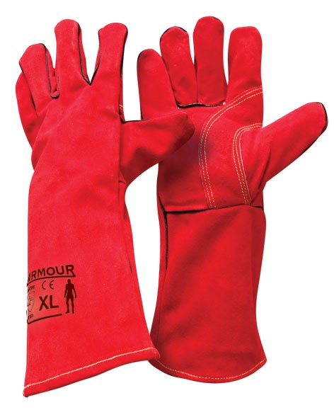 Red Welding Gloves - Leather