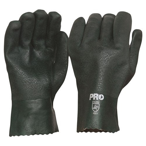 Green Double Dipped PVC Gloves - 27cm